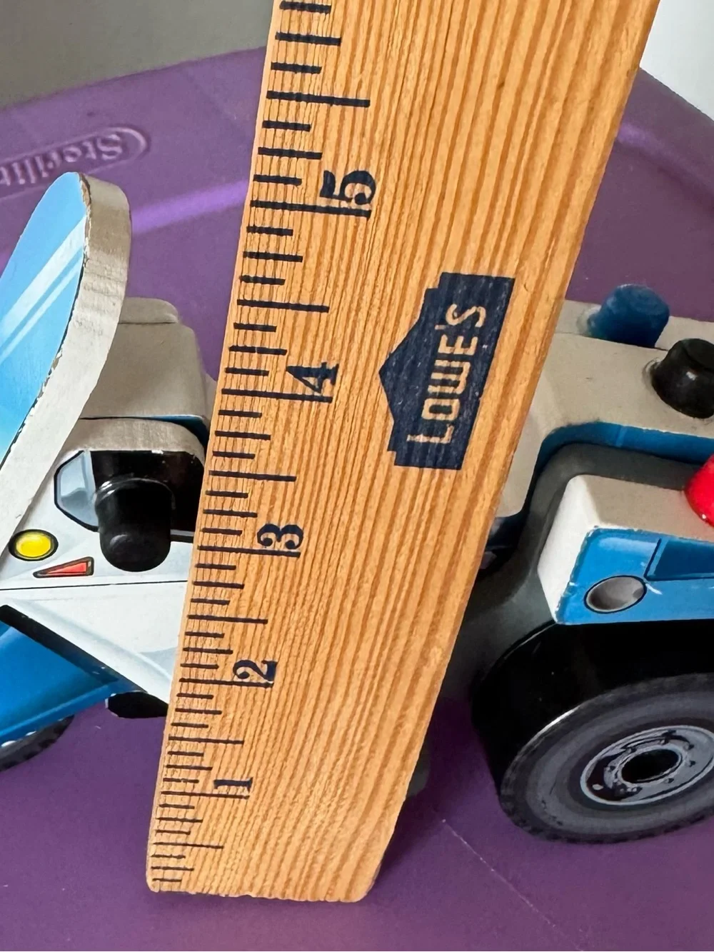 Vintage Style Wooden Police Motorcycle Toy Chunky Wood Vehicle